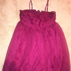 Fuschia dress with sheer overlay